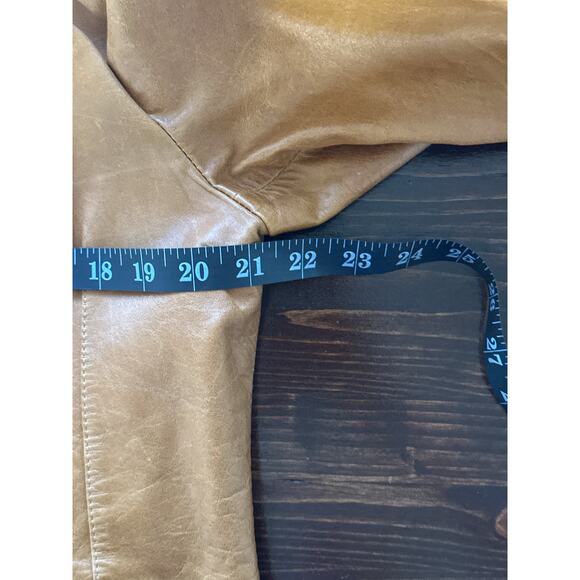 VTG Silvia y Mario Argentina Leather Jacket XL Carmel Mock Collar Full Zip Moto - Picture 11 of 14